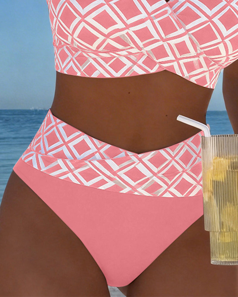 Tvådelad bikini i bh-stil med diamantmotiv