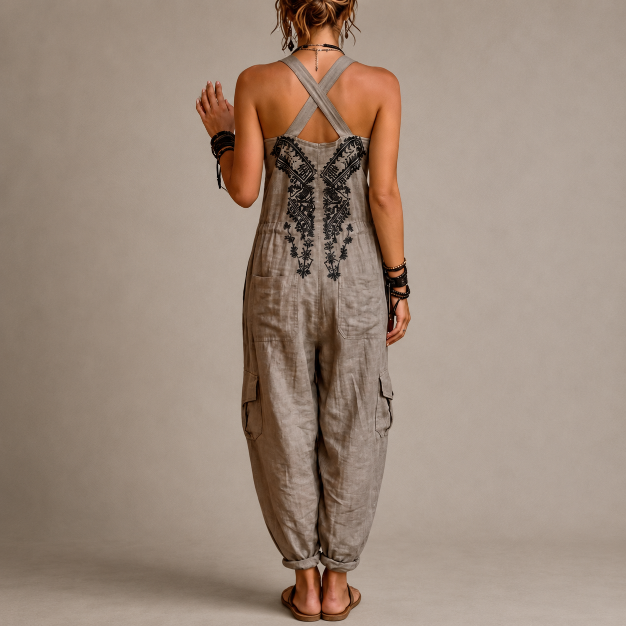 Astrid – Broderad boho-jumpsuit