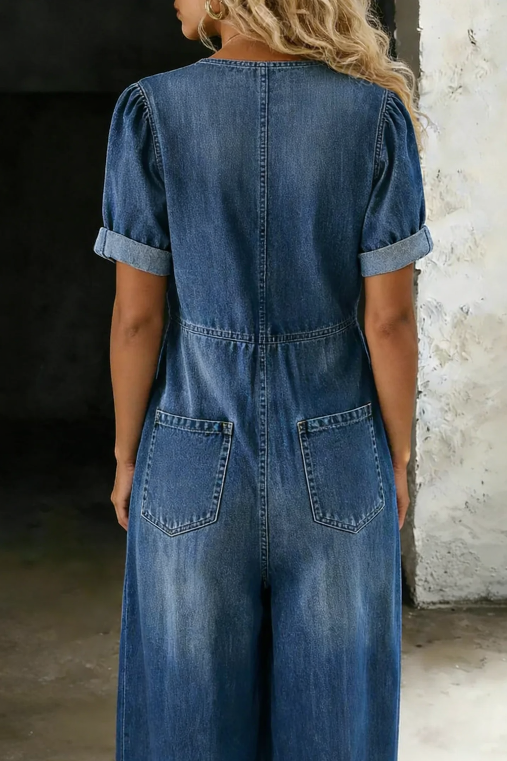 Mia | Kortärmad Denim Overall
