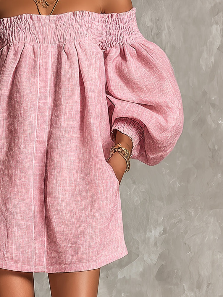 Halana | Rosa miniklänning med bara axlar