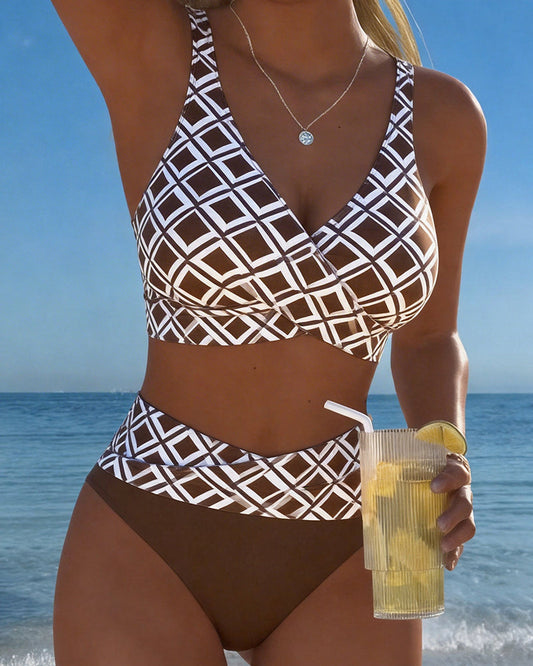 Tvådelad bikini i bh-stil med diamantmotiv