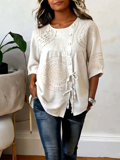 Emeline™ mjuk broderad linne-topp