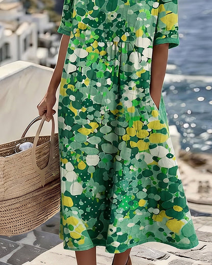 ELENA™ - Elegant blommig sommarklänning i midi-längd