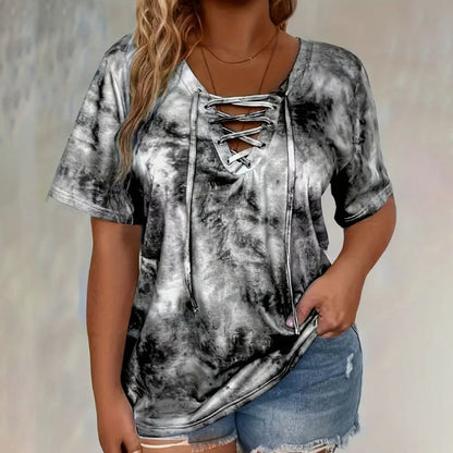 Löst sittande tie-dye-topp med snöre