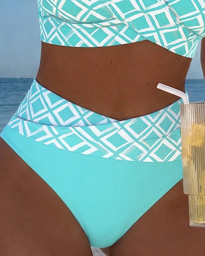 Tvådelad bikini i bh-stil med diamantmotiv