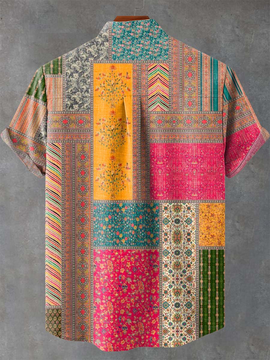 Patchworktryck Casual skjorta – 100% bomull