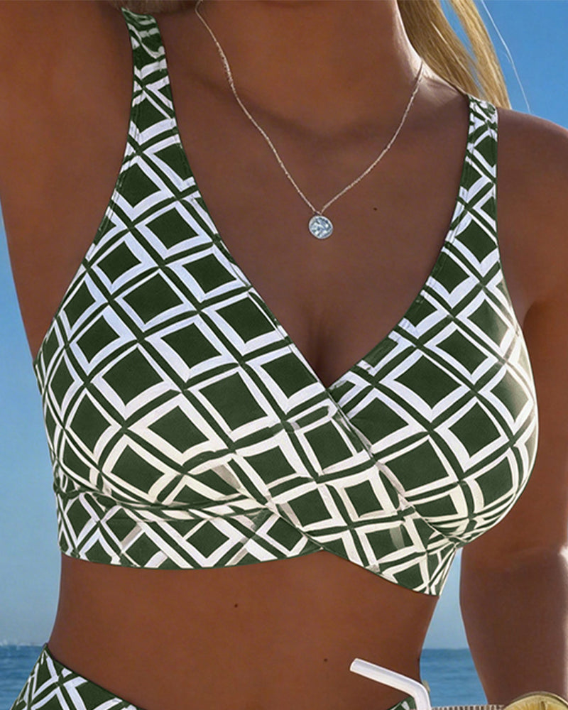 Tvådelad bikini i bh-stil med diamantmotiv