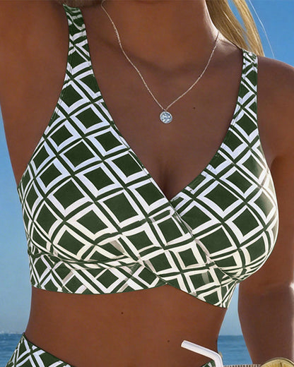 Tvådelad bikini i bh-stil med diamantmotiv