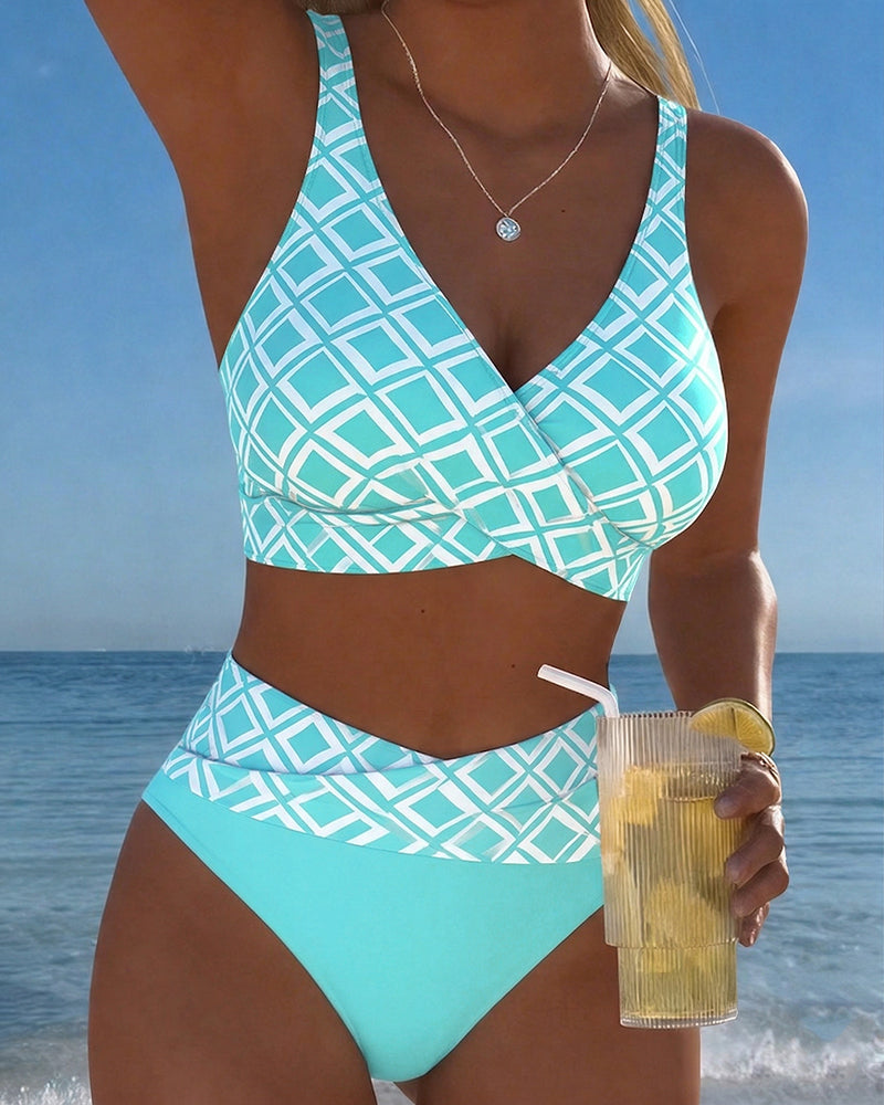 Tvådelad bikini i bh-stil med diamantmotiv