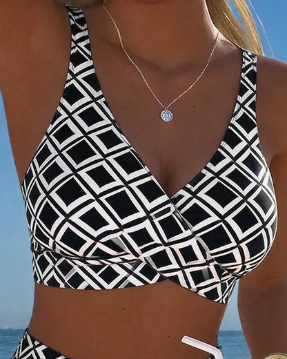 Tvådelad bikini i bh-stil med diamantmotiv