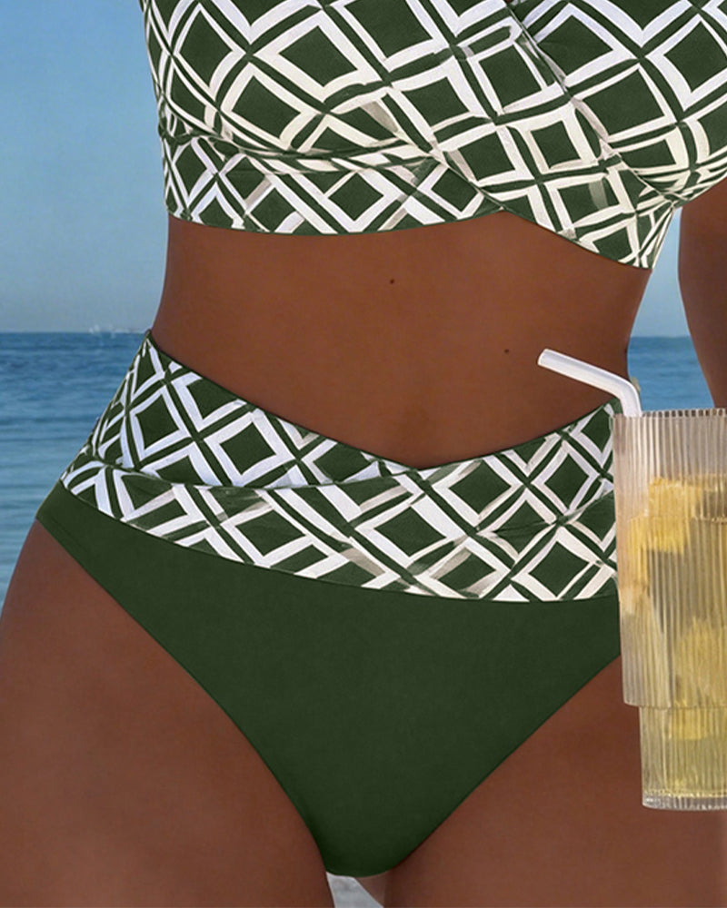 Tvådelad bikini i bh-stil med diamantmotiv