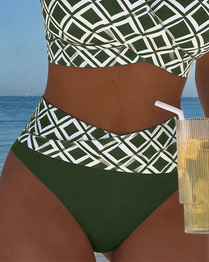 Tvådelad bikini i bh-stil med diamantmotiv