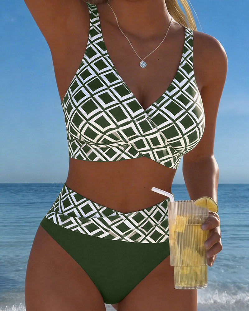 Tvådelad bikini i bh-stil med diamantmotiv