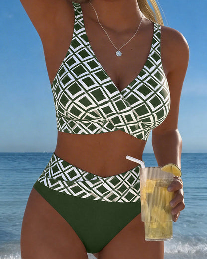 Tvådelad bikini i bh-stil med diamantmotiv