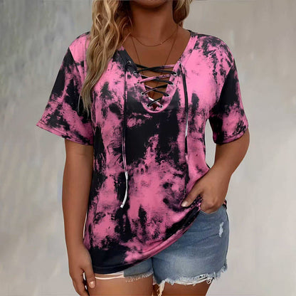 Löst sittande tie-dye-topp med snöre