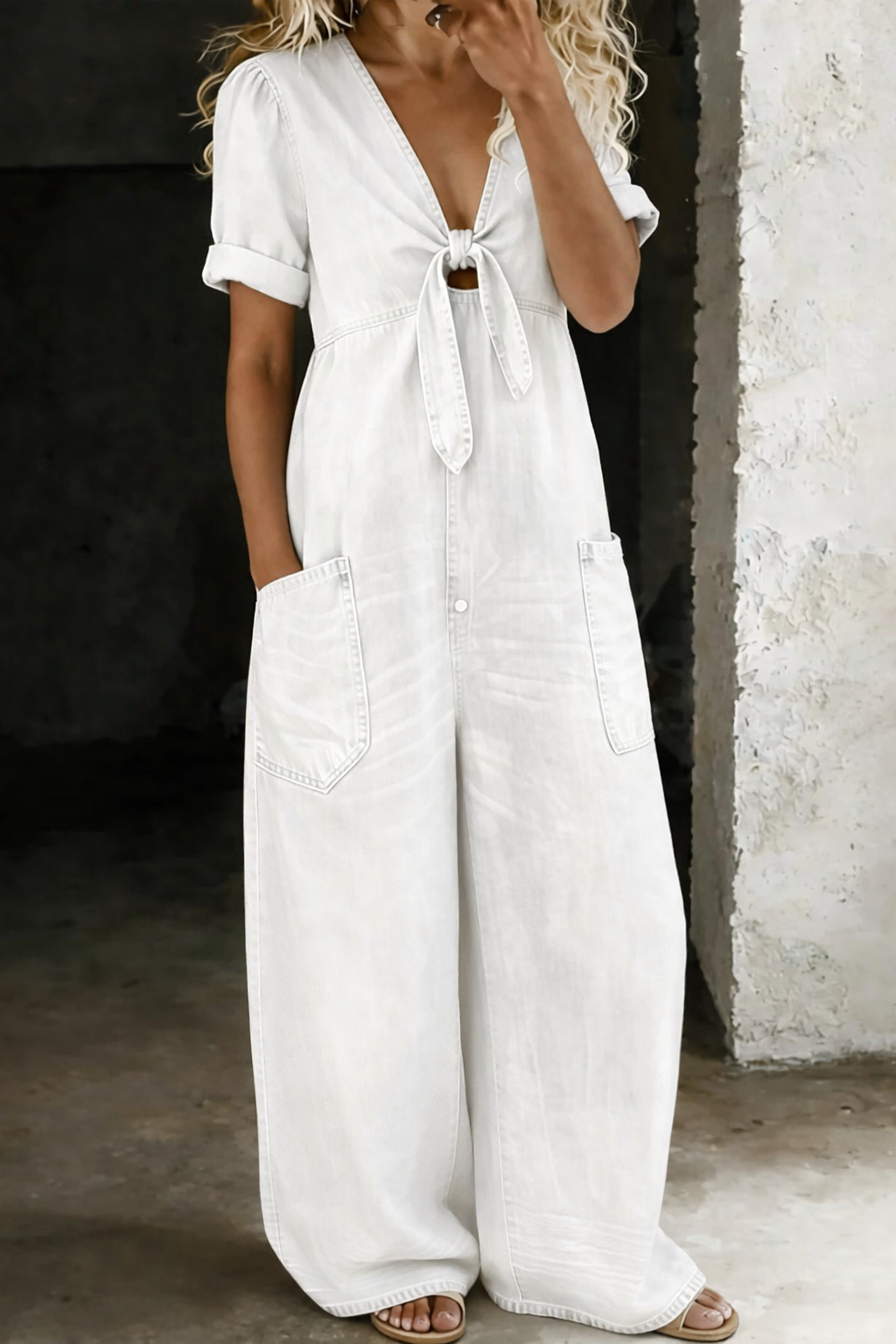 Mia | Kortärmad Denim Overall