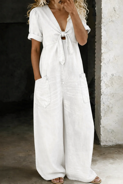 Mia | Kortärmad Denim Overall