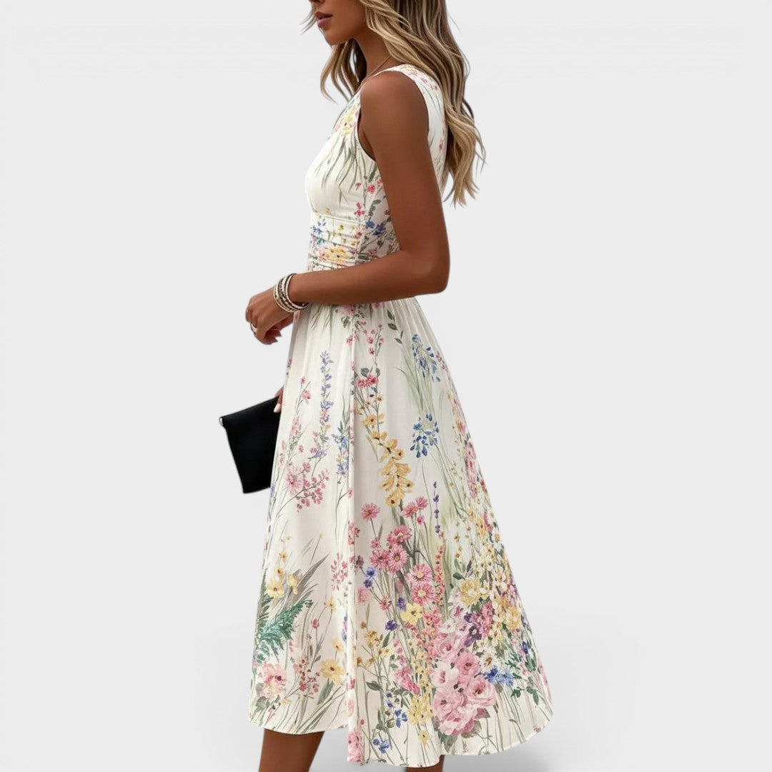 Tanya | Ärmlös blommig midiklänning