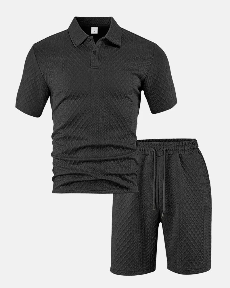 Diamantstickat polo-set