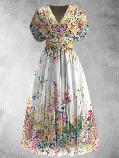 Rosalinda™ | Kortärmad blommig maxiklänning