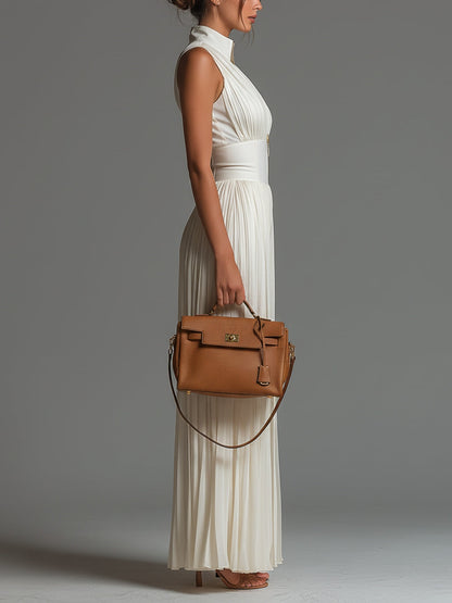 Zsófia Jumpsuit | Vit veckad chiffong