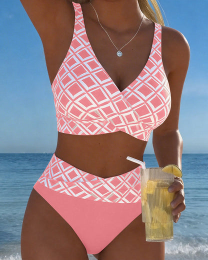 Tvådelad bikini i bh-stil med diamantmotiv