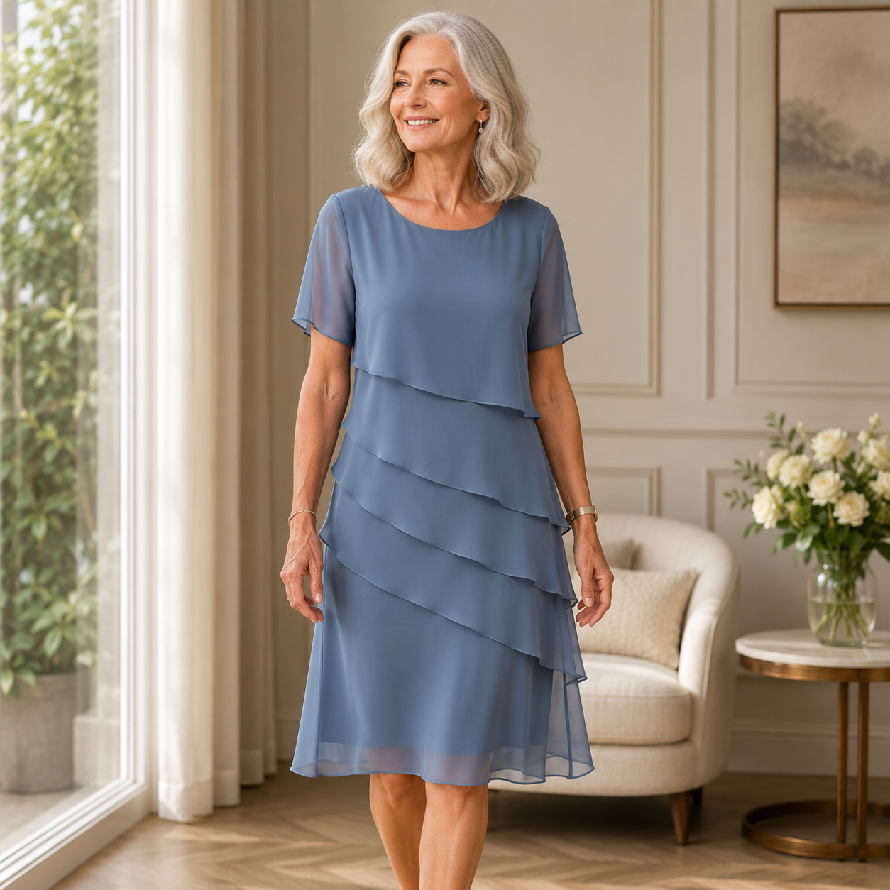 Linda | Elegant Komfort Volangklänning
