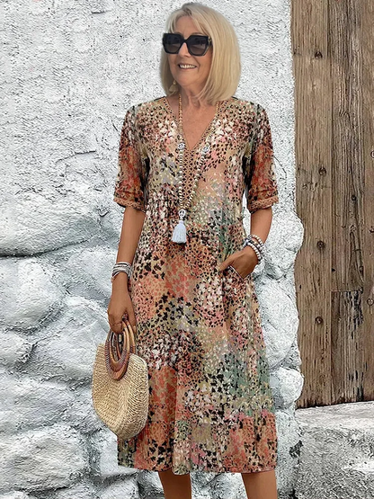Anthea | Elegant blommig midiklänning