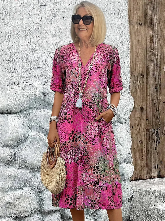 Anthea | Elegant blommig midiklänning
