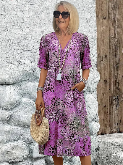 Anthea | Elegant blommig midiklänning
