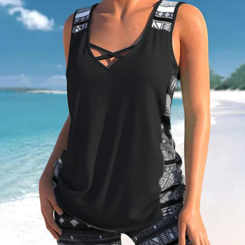 Damernas mönstrade tankini-set