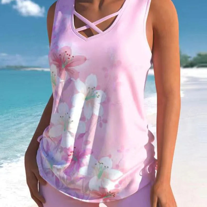 Damernas mönstrade tankini-set