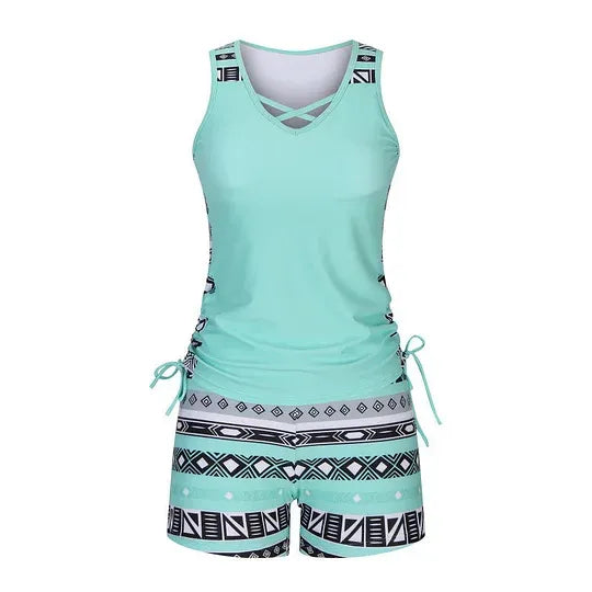 Damernas mönstrade tankini-set