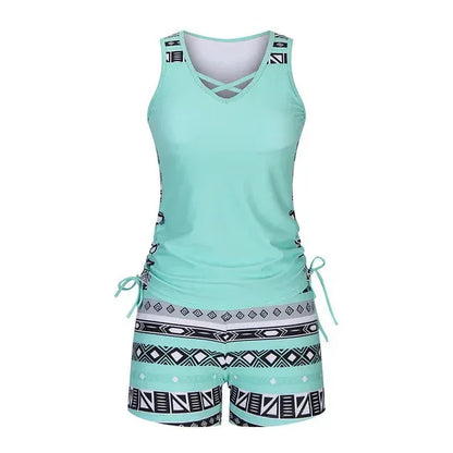 Damernas mönstrade tankini-set
