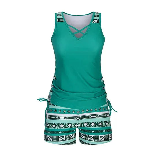 Damernas mönstrade tankini-set
