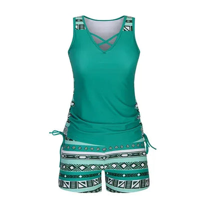 Damernas mönstrade tankini-set