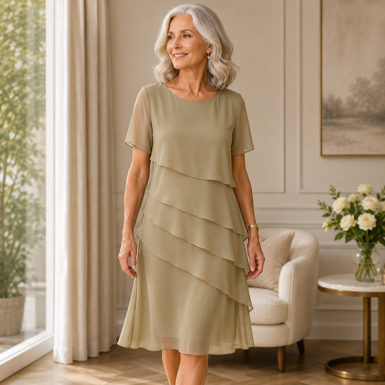 Linda | Elegant Komfort Volangklänning
