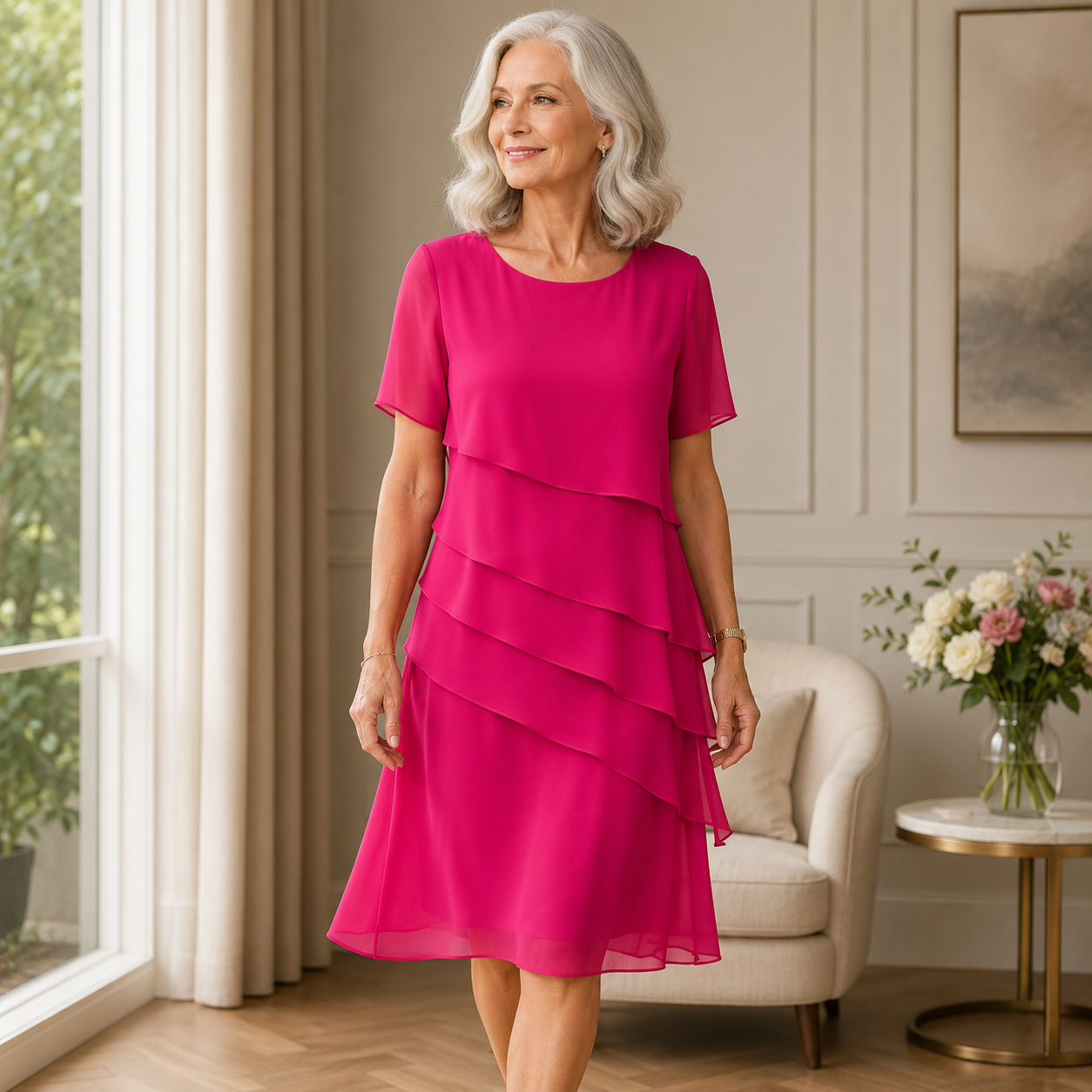 Linda | Elegant Komfort Volangklänning