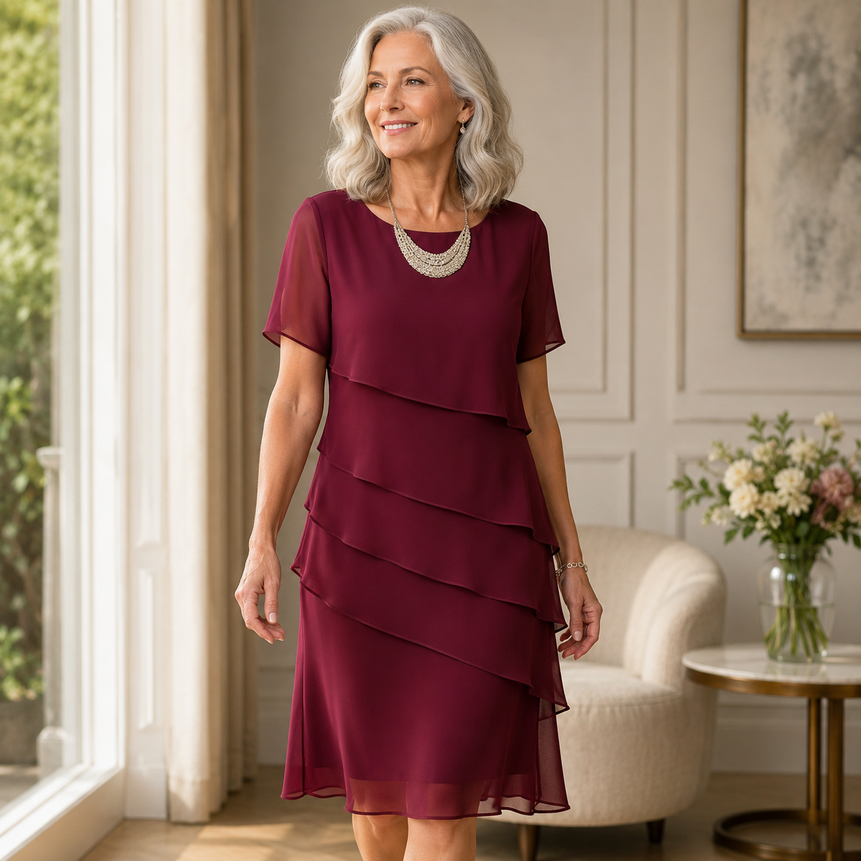 Linda | Elegant Komfort Volangklänning